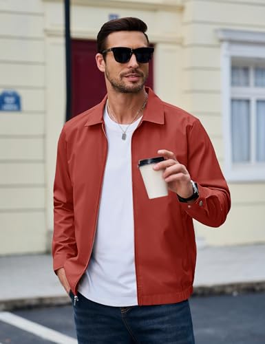Image of MAGCOMSEN Men's Lightweight Jackets Full Zip Up Light Coat Laydown Collar Jacket Casual Windbreaker Jacket with Zip Pockets