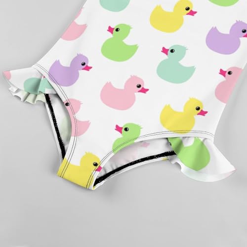 Image of Girls One Piece Swimsuit Cute Alpacas Hearts Stars Ruffles Swimwear Bathing Suits 3-12 Years