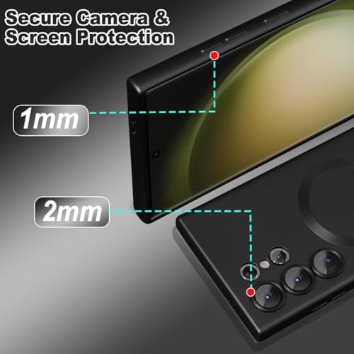 Image of DIZORO Samsung S25 Ultra Case, Compatible with Mag Safe, Matte Luxury Metallic Luster Flexible TPU Wireless Charging Shockproof Case with Camera Protector (Metallic Black.)