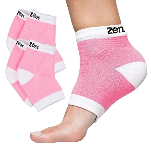 Zentoes Moisturizing Heel Socks 2 Pairs Gel Lined Toeless Spa Socks To Heal And Treat Dry, Cracked Heels While You Sleep (Regular, Pink) #TOP10