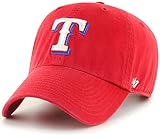 47 Brand MLB Alternate Color Primary Logo Clean Up Adjustable Baseball Cap Hat, Adult One Size Fits All - Texas Rangers Red