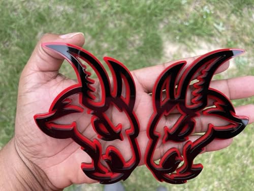 Image of thfmdk 2pcs New Custom Head Emblems Right Left Badge Replacement for TRX Ram 1500 2500 3500 Fender Badge Hellcat (Redline)