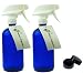 Empty Blue Glass Spray Bottle - 16 oz Refillable Container Perfect for Essential Oils, Cleaning Products, Homemade Cleaners - Durable White Trigger Sprayer w/Mist and Stream Nozzle Settings - 2 Pack