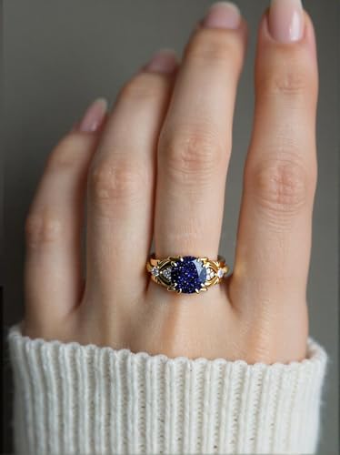 Image of Gemstone Vintage Rings for Women s925 Sterling Silver Round Cut 1.0 Carat Gemstone with Moissanite Promise Engagement Anniversary Ring for Her