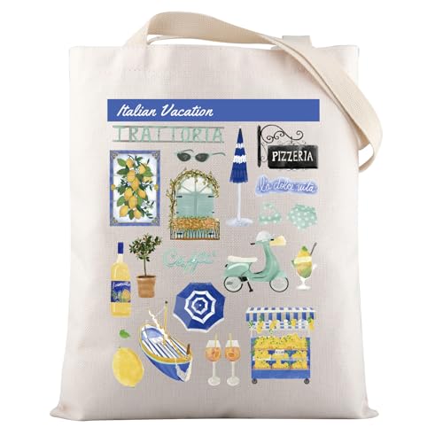 VAMSII Italian Vacation Gift Italy Coast Social Club Tote Bag Italian Summer Vacation Beach Bag Travel Trip Gift