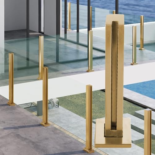 Kanduo Poste Central de para balaustrada Poste de barandilla de Cerca de Vidrio Poste de Panel de Vidrio Cuadrado Columna de balaustres de Acero Inoxidable Exterior Paneles de Vidrio de Seguridad
