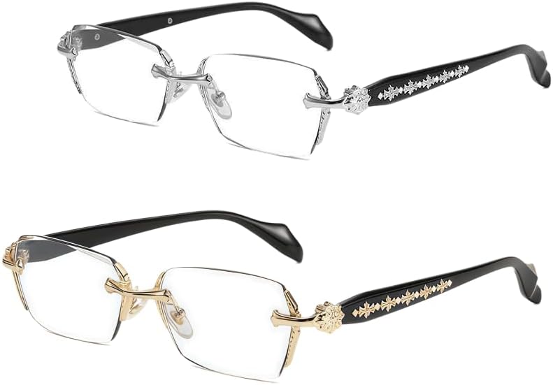 Oversized Rimless Blue Light Glasses - Unisex Eyewear, Anti-Fatigue, Clear Lens for Office, Computer, Reading & Daily Use