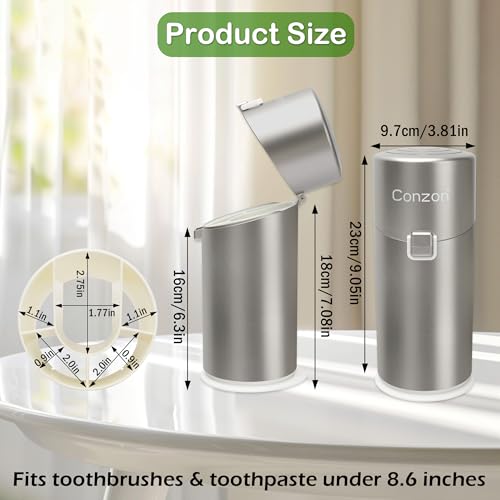 Conzon Toothbrush Holders for Bathrooms, Travel Toothbrush Organizer Toothbrush and Toothpaste Holders, 5 Slots Tooth Brushing Holder with Cover for Bathroom Countertop Organizer by Conzon - Image 7