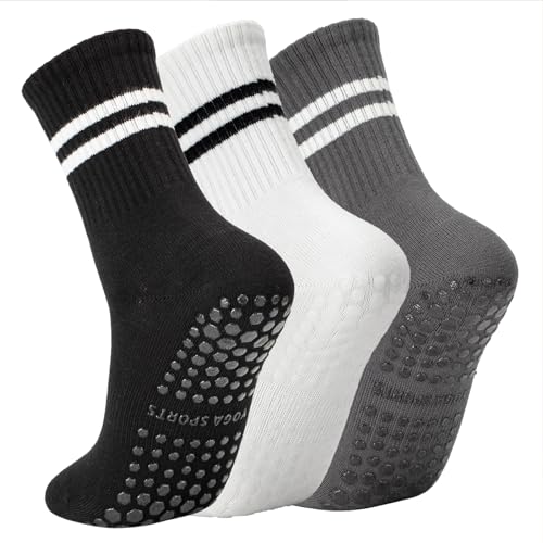 Image of Lacholin Yoga Pilates Socks with Grips for Women, Non Slip Grips Cotton Socks for Barre, Ballet, Dance, Workouts