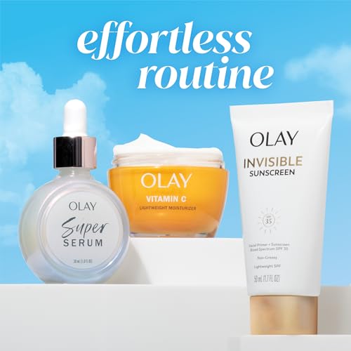 Olay Invisible Sunscreen, SPF 35, 100% Invisible Facial Sunscreen and Makeup Primer - Fragrance-Free, Weightless, No White Cast Broad Spectrum Sun Protection with Vitamin C & E, Aloe Vera, 1.7 Oz - Image 4