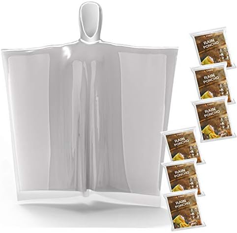 COOY Rain Ponchos,with Drawstring Hood (10 Pack) Emergency Disposable Rain Ponchos Family Pack for Adults,Clear