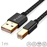 [page_title]-1m Nylon USB Druckerkabel, schwarz, USB A Stecker auf USB B, Ladekabel, Datenkabel, Goldstecker