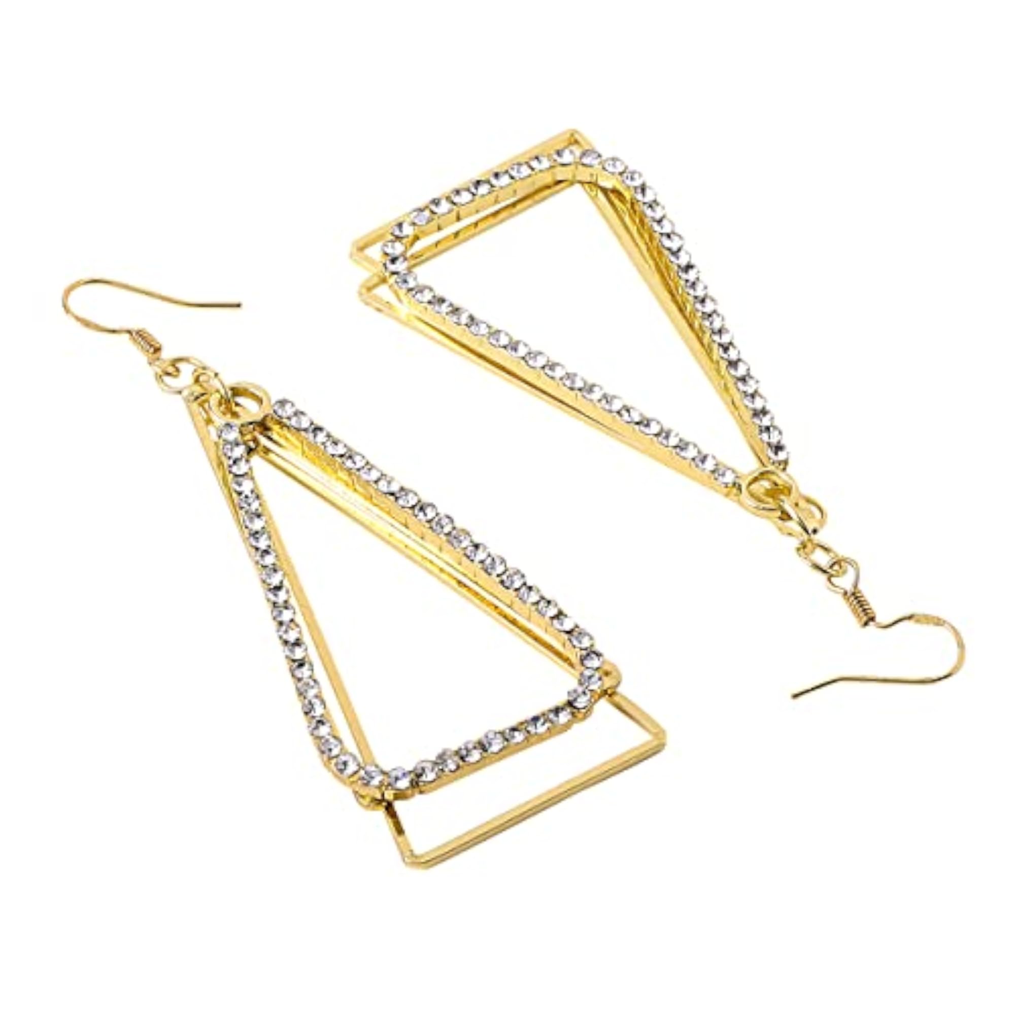 Crystal Studded Triangle Drop Earrings