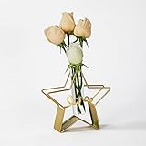 Paquete y tamaño: incluye jarrón de tubo de ensayo * 1 + marco de metal pentagonal dorado * 1, excluyendo la decoración de plantas y el relleno del jarrón como se muestra en la imagen. El soporte del jarrón mide 5,5 x 2,36 x 7,5 pulgadas y el tubo de vidrio mide 1,18 x 1,18 x 5,5 pulgadas. El tamaño es adecuado para colocar sobre la mesa o colocar en el armario. El jarrón alto y delgado está ensamblado y puede usarlo tan pronto como lo reciba.