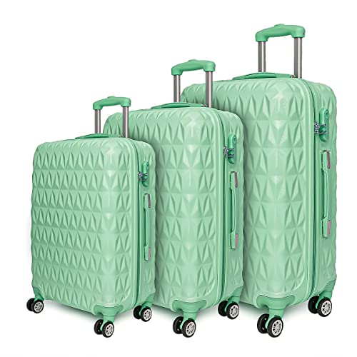 CMY Hardshell Suitcase Luggage | Durable Suitcases | Lightweight & Secure with Combination Lock | Smooth 4 Dual Spinner Wheels | Ideal Travel Bag & Luggage Sets (Green, 3 Piece Set)