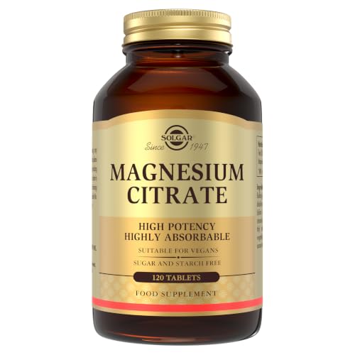 Solgar Magnesium Citrate Tablets - Supports The Nervous System Energy Release Reduces Tiredness and Fatigue - Vegan - 120 Count