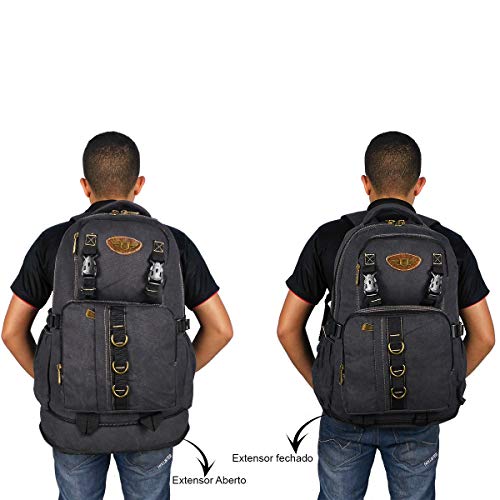 mochila para viagem grande camping em lona resistente viagem masculina 50 litros fundo expansivo (Pr