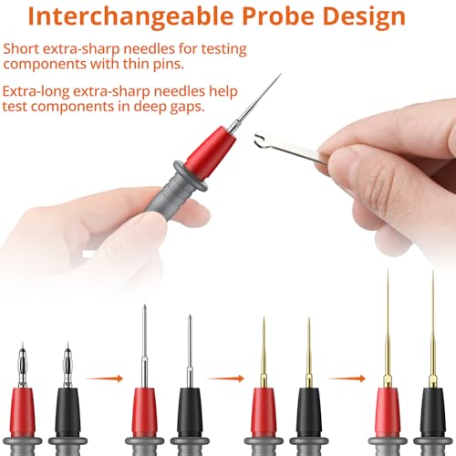 Proster Multimeter Leads - 24 in 1 Multimeter Test Leads with Replaceable Gold-Plated Test Probes Alligator Clips Test Hooks Piercing Clip SMD Test Tweezer Multi Meter Lead Set with Stroge Box