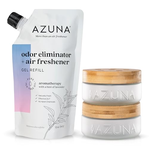 Azuna Air Freshener & Odor Eliminator for Strong Odor | 2 Room Kit Includes (2) 8 oz. Empty Luxe...