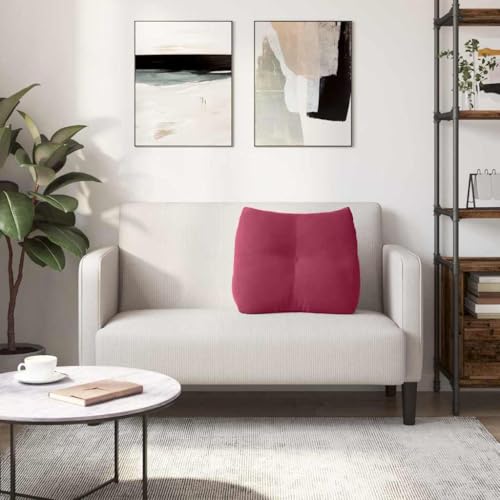 Coussin de dos de luxe en velours bordeaux avec dossier ergonomique chic - 5