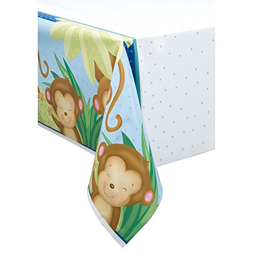 Boy Monkey Baby Shower Plastic Tablecloth, 84