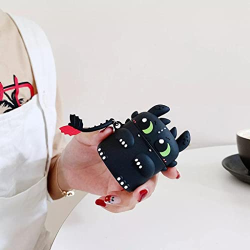 Image of for Airpods Pro 2019 Pouch Case Cover Headphones Soft Silicone Cartoon Character Cover with Keychain, 360-degree Protection (Dragon)