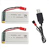 CBB 3.7V 1800mah Lipo Battery 25C JST Plug for RC Quadcopter Drone Battery 2 Pack with USB Charger