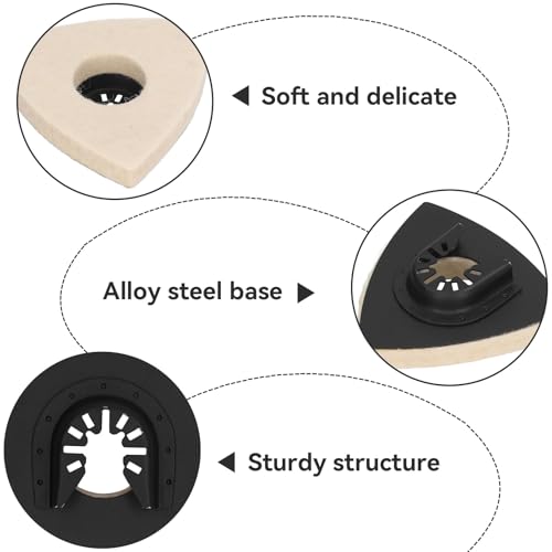 Image of Agatige 5PCS Felt Polishing Pad, 3.1 Inch Wool Polishing Buffing Pad with Alloy Steel Base, Glass Polishing Pads Oscillating Multitool Felt Polishing Pad with Universal Fit System for Rotary Tools
