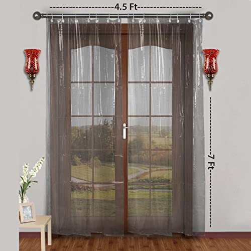 Image of 4.5x7 Feet AC Door Curtain Transparent Thermal Insulated PVC Air Blocking Curtain Dust & Mosquito Protection Includes Heavy Duty Shower Rings Ideal for Home, Office and Shop Partitions