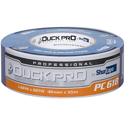 Image of Duck Pro by Shurtape Professional Grade, Industrial Colored Cloth Duct Tape for Industrial Color-Coding, HVAC and Automotive, 48mm x 60yd, 10.0 mil, Blue, 1 Roll (105480)