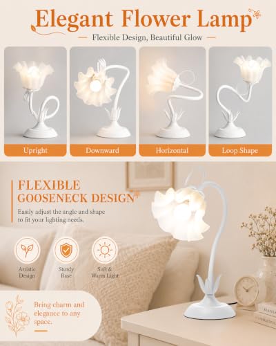 Image of WERFOP Flower Table Lamp Cute Desk Lamp for Bedroom Home Decor