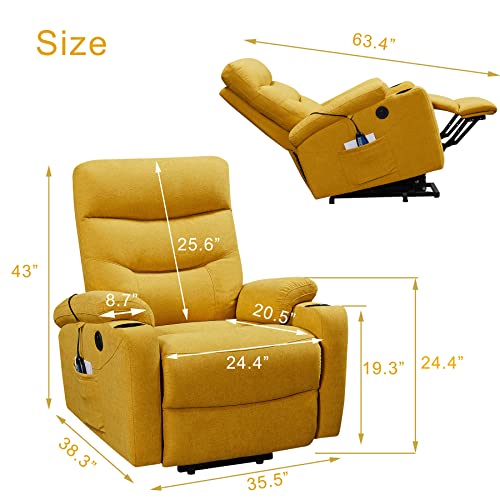 Electric Power Lift Recliner Chair,Vibration Massage Heated Chair For Elderly,Fabric Single Chair With 2 Side Pockets, Lounge Chair With 2 Cup Holders,Usb Charge Port For Living Room #TOP1