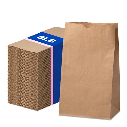 FMP Brands 200 Pack 8 lb Brown Paper Lunch Bags, 12.4 x 6 x 4