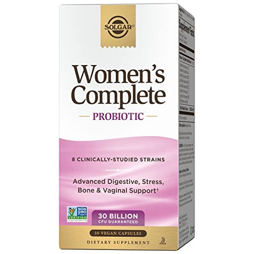 Solgar Women's Complete Probiotic, 30 Vegan Capsules - 30 Billion Cfu - 8 Clinically-Studied Strains - Advanced Digestive, Stress, Bone & Vaginal Support - Non-Gmo & Vegan, 30 Servings #TOP27