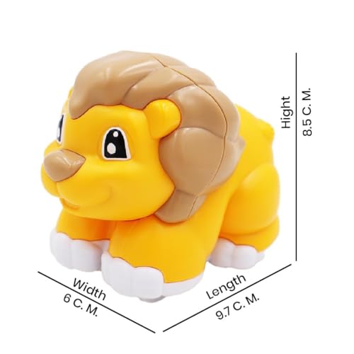 Image of ToyBharat Cute Lion Friction Powered | Gift Toy | Made in India | 1-6 Year | Realistic Design | Indoor Outdoor Play | Safe and Non-Toxic | Gift for Kids | Multicolour