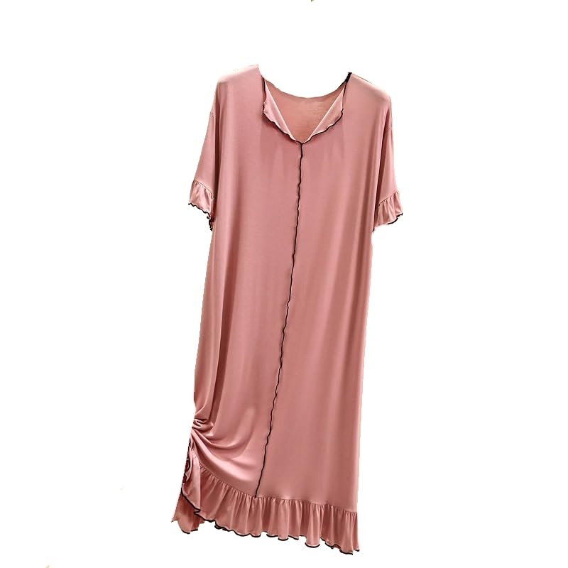 Pyjama long ample contre la chaleur nocturne en coton léger col V pour femme