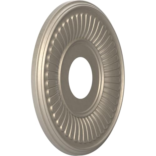 Image of Ekena Millwork CMP13BECSV Berkshire Thermoformed PVC Ceiling Medallion (Fits Canopies up to 5 3 /4 inch), 13 inchOD x 3 1 /2 inchID x 3 /4 inchP, Metallic Silver Metallic