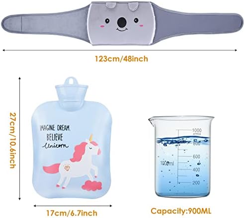 Hot Water Bottle, Warm Water Bag Rubber Hot Water Pouch with Soft Plush Hand Waist Warmer Cover, Cute Unicorn Hot Water Bag for Pain Relief from Arthritis, Headaches, Hot and Cold Therapy