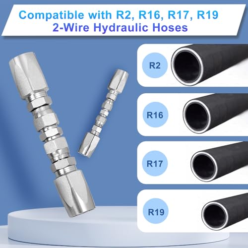 Image of 4pcs Reusable Hydraulic Hose Repair Kit,1 /4 inch,3 /8 inch,1 /2 inch Inner Diameter Compatible with SAE 100R2 R16 R17 R19 2-wire Hydraulic Hoses,Can Quickly Repair Hydraulic Hose Faults, Reusable Hydraulic Fitting