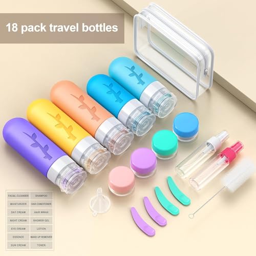 19pack travel bottles for toiletries tsa approved silicone size containers for toiletries refillable amp leakproof travel shampoo and conditioner bottles