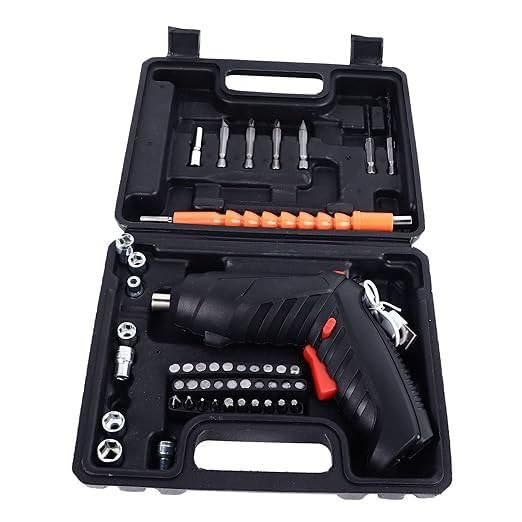 Image of 47 Pcs Electric Screwdriver Bit Set, 4.2V 3.2Nm, Front LED Light, Flexible Shaft, 3.2Nm Maximum Torsion Power Screwdriver with USB Rechargeable Cable Carrying Case, for Household Repair Tool (A)