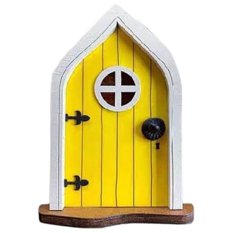 DHinkyoung Fairy Door Miniature Pixie Door Elf Door Enchanted Miniature World Fairy Door Tree Garden Home Decor for Gardens Courtyards Potted Plants and Home Decoration (Yellow) Cover