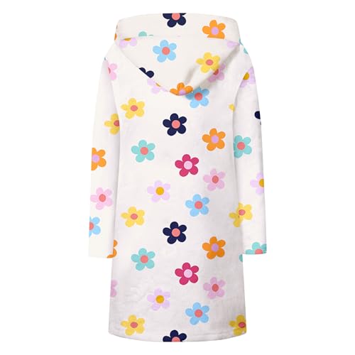 Image of Umeyda Girls Fleece Hooded Robes, Warm Printed Bath Robe for Kids Soft Fuzzy Bathrobe for Gifts