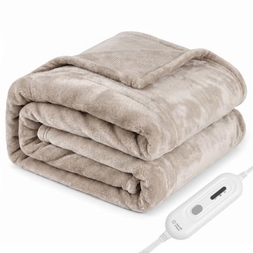 Tefici Heated Blanket Throw,Ultra Soft 2-Layer Flannel Electric Blanket