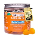 Mium Lab - Gummies Safran Hautement dosé (40mg) et Vitamine B6 sans sucres - Enfants et A...