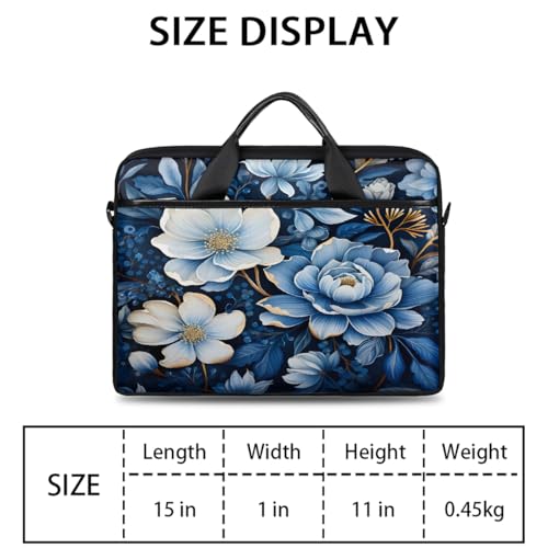 Bolsa para portátil con diseño floral azul 15 pulgadas miniatura 2