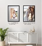 Black A3 Wooden Photo Frame (with A4 Size Acid-Free Mount), A3 Wooden Frame with A4 Stand,Suitable for Portrait or Landscape Display - Image 4