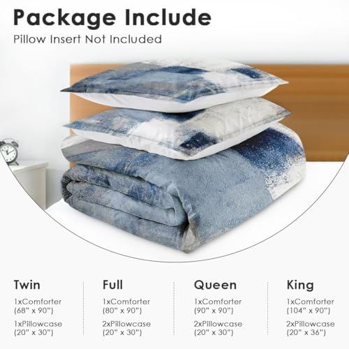 Culudea SLL Blue Grey Painting Comforter Set Queen Size Bedding Set Abstract Gray Contemporary Includes Comforter & Pillowcase Bedding thumb #4