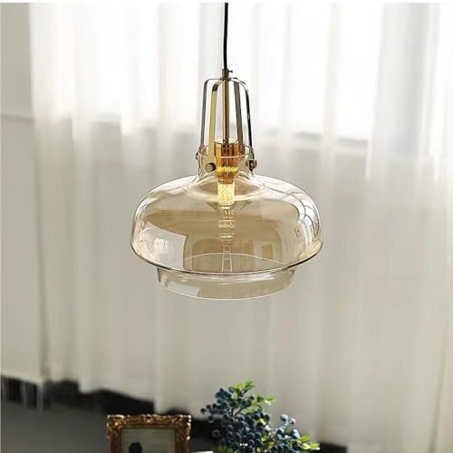 Suspension industrielle verre douille E27 plafonnier salon - 4
