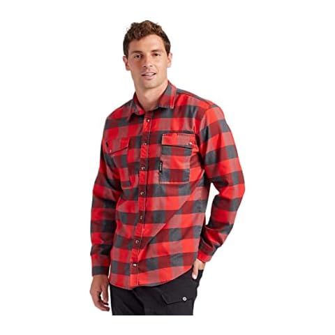 TRUEWERK Men's Tech Flannel - Durable Work Shirt with Snap Buttons, Buffalo Check, Medium Cover